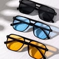 thumbnail image 2 of Typpkmm Vintage Men Women Big Sunglasses Men Square Shades Brand Designer Unisex Sun Glasses Lense Male Female Sunglasses Uv400 Black, 2 of 7