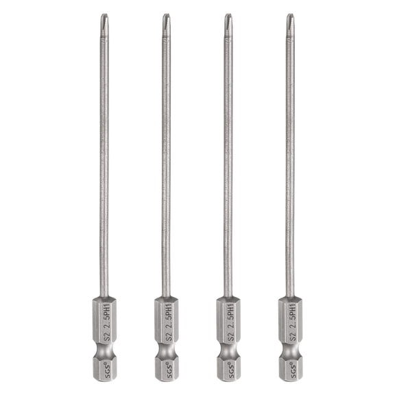 Uxcell 4pcs #1 Phillips Screwdriver Bit PH1 1/4" Hex Shank 4.3" (110mm) Long 0.1" Rod Magnetic Cross Head Drill Bits S2 Steel Industrial Screw Driver Bit