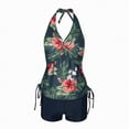 thumbnail image 4 of HCNTES Womens Plus Size Swimsuit Swim Tops Tankinis Floral Print Swim Shorts Pink Ladies Swimsuits with Tummy Control(AG,XL), 4 of 9