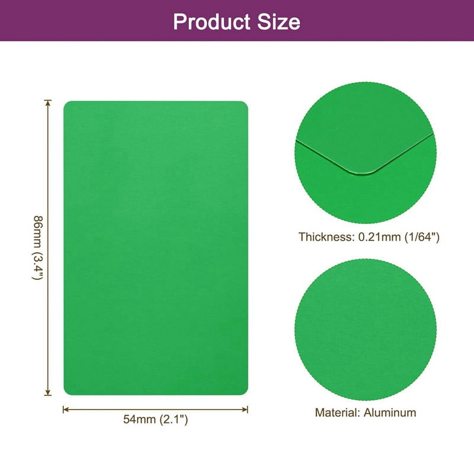 200Pcs Metal Business Card Blanks,1/64 INCH Thick 3.4x2 inch Aluminum Laser-Engraving Materials Cards Green