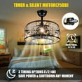 thumbnail image 6 of G · PEH Caged Ceiling Fan with Light and Remote Control,Reversible Motor Timing 18'' Crystal Ceiling Fan with 144 Crystal Beads,6 Speeds Adjustable Flush Mount Ceiling Fan Light, 6 of 9