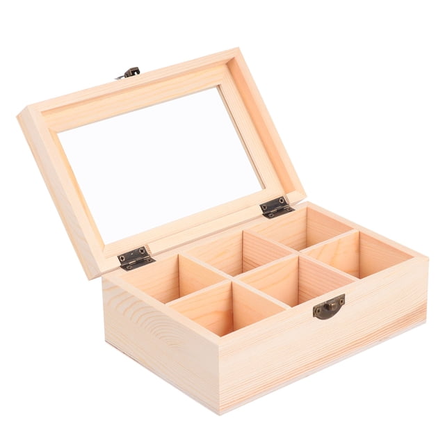 Minkissy 1Pcs Boîte de Rangement en Bois pour Rangement à Domicile avec Design à 6 Compartiments en Bois
