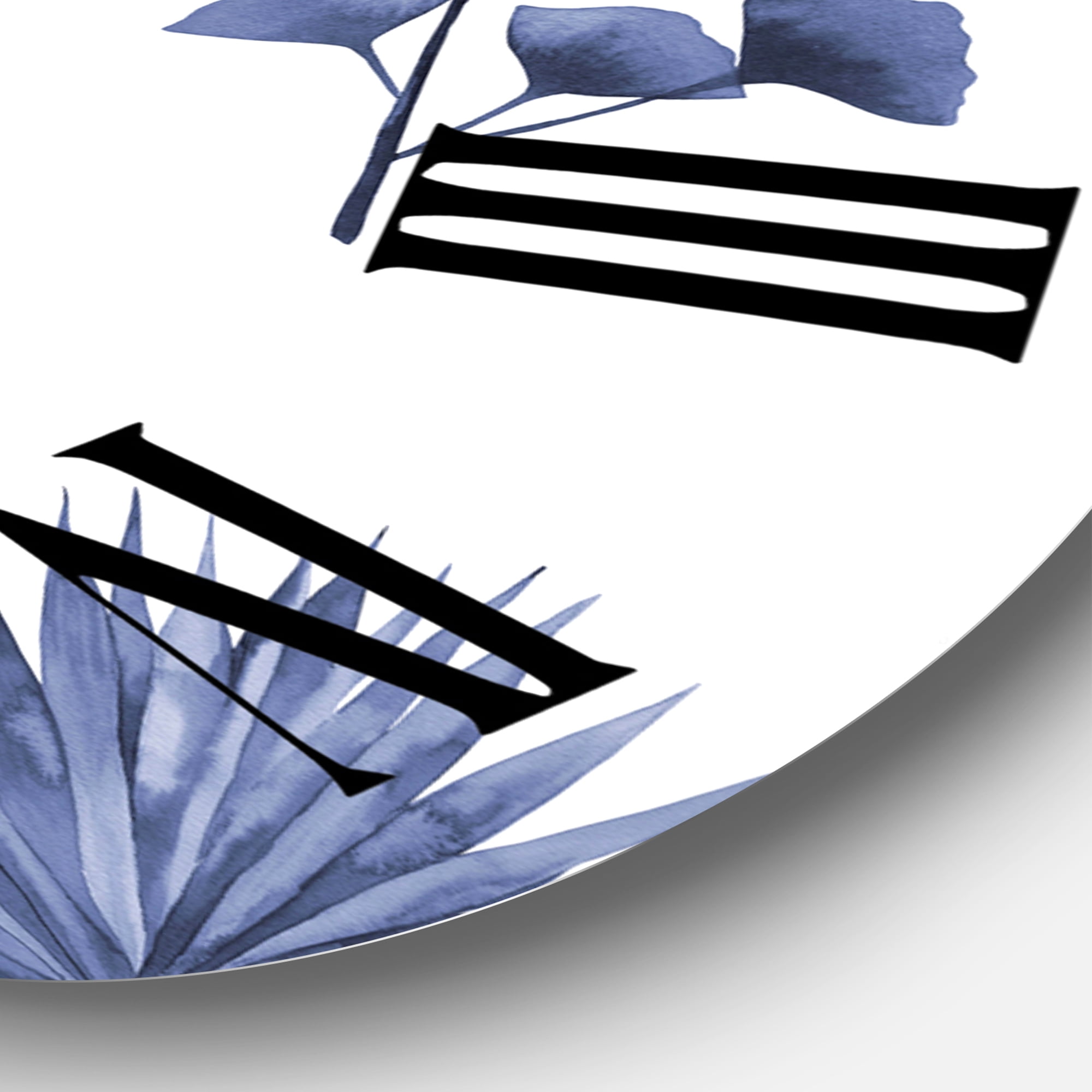 Designart 'Abstract Blue Set Of Plant Leaves' Traditional Wall Clock