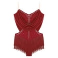 thumbnail image 3 of Yeahdor Robe de Cocktail Sans Manches pour Femmes Rumba Salsa Danse de Salon avec Franges Bourgogne m, 3 of 5