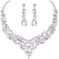 thumbnail image 1 of Conjunto de joyas para mujeres, cristal elegante, collar y pendientes - plata, 1 of 5