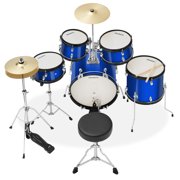 Gammon Percussion 5pc Junior Drum Set - Beginner Kit with Stool & Stands - Blue