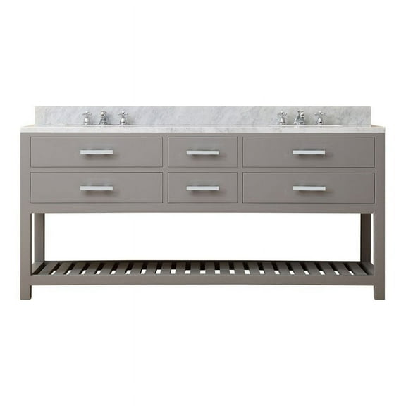 Water Creation Madalyn 72" Double Sink Wood Bathroom Vanity in Gray/White