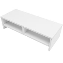 FOMIYES White Wood Double Layer Monitor Stand for Desk with Storage Space 2layer Desktop Organizer
