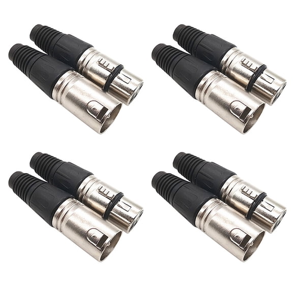 Conector XLR de 8 piezas, 3 pines, macho y hembra, para micrófono, de repuesto.