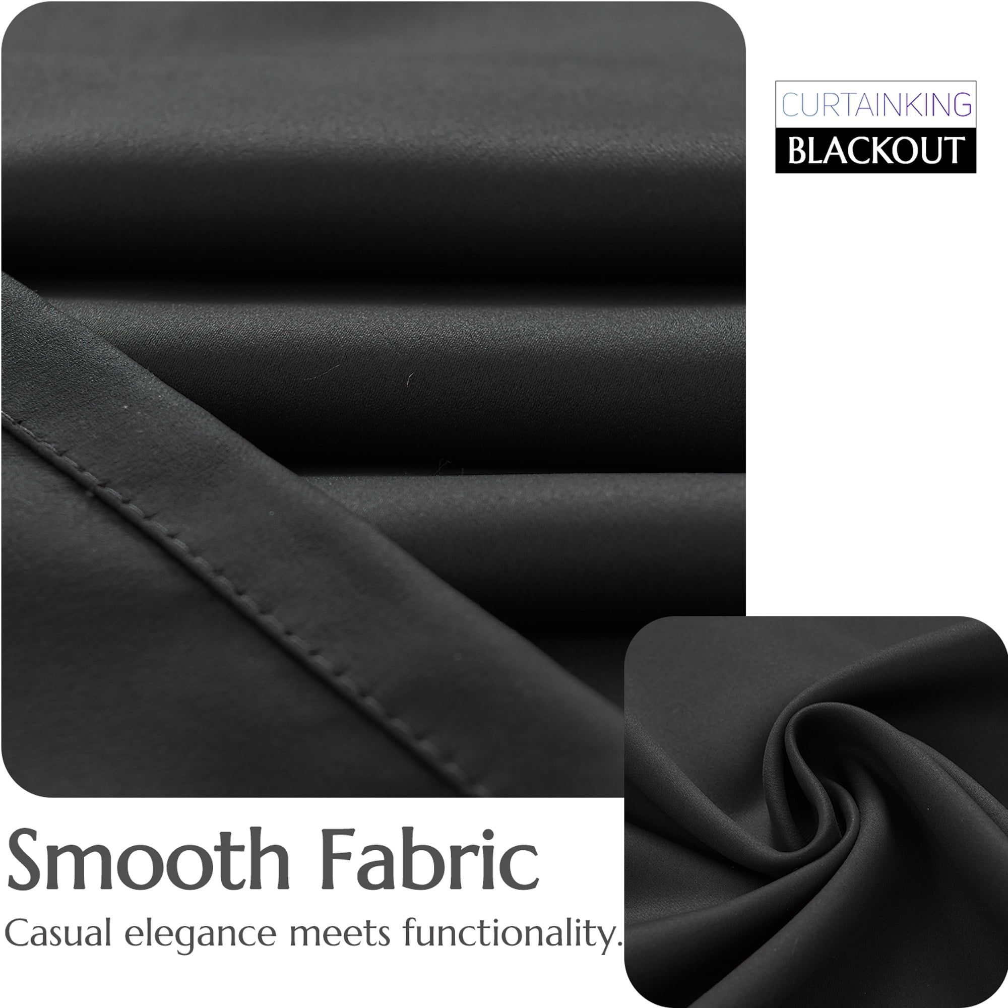 Curtainking Grommet Curtains Thermal Insulated Blackout Curtains for Nursery, Black, 40x45 inch, 2 Pcs