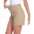 thumbnail image 6 of HDE Women's Twill Chino Shorts 5" Inseam Tailored High Waisted Stretch Short Khaki - XXL, 6 of 7