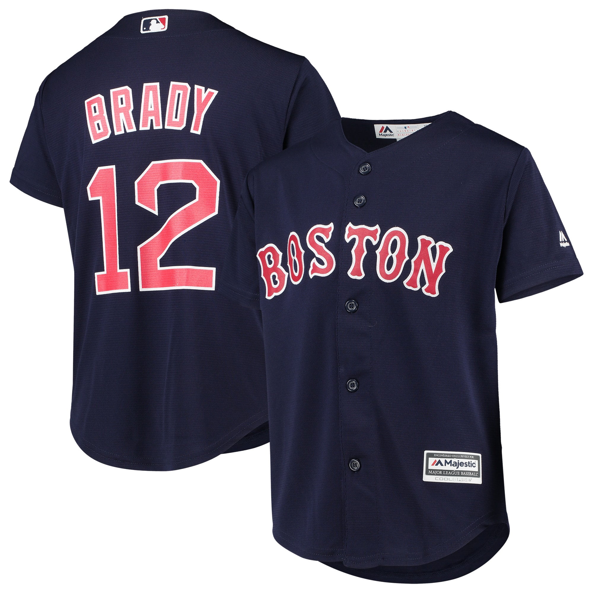 Tom Brady Boston Red Sox Majestic Youth MLB x NFL Player Jersey - Navy