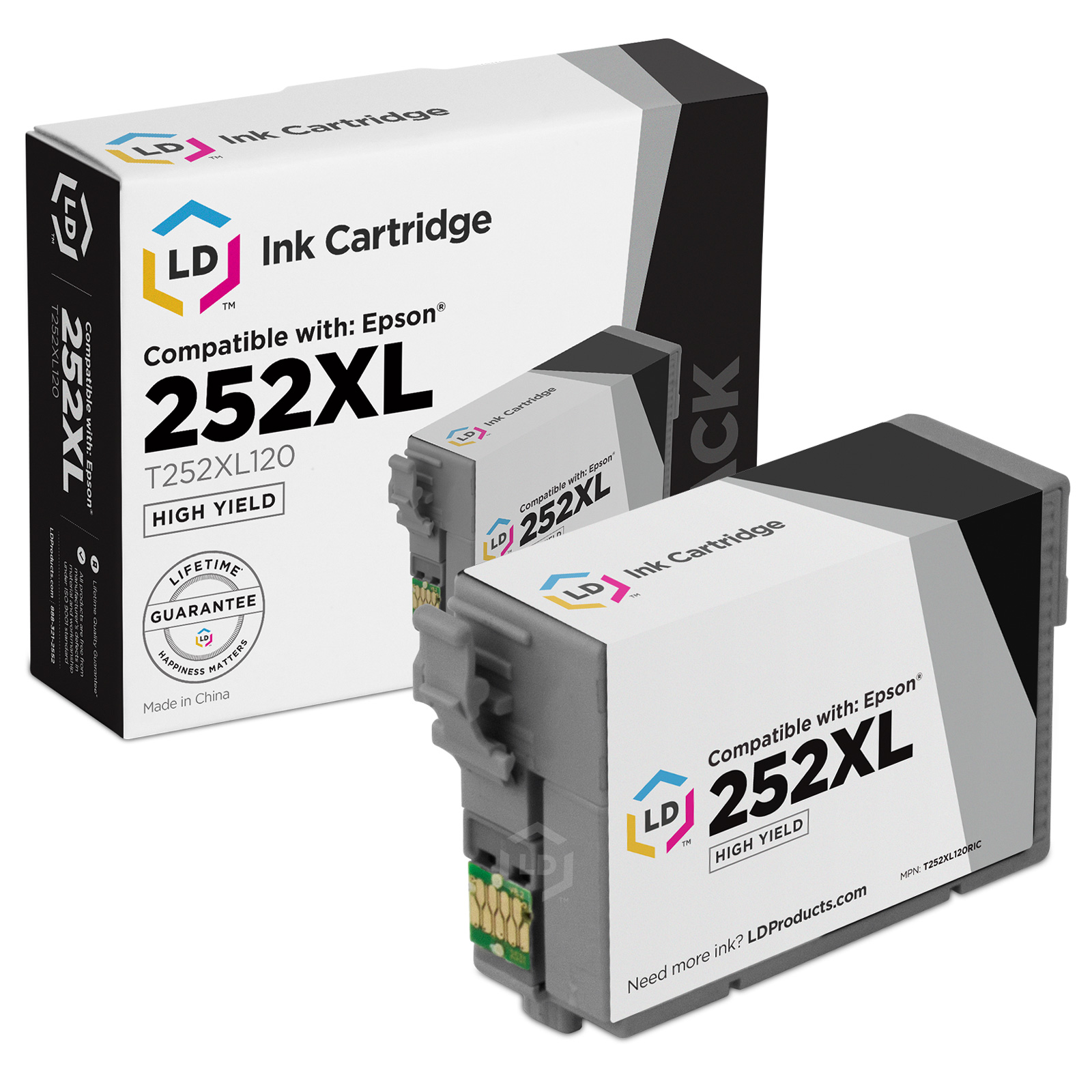 Ld Remanufactured Epson 252 252xl T252xl120 Set Of 2 High Yield Black Ink Cartridges For Use 8466