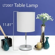 Simple Designs 11.81 Basic Chrome Mini Table Lamp with Fabric Shade, White