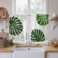 thumbnail image 2 of Green Tropical Leaves Kitchen Curtains 45 Inch Length, Summer Botanical Palm Plants Tiers Curtains for Bathroom Bedroom Cafe, Light Filtering Small Window Treatment Short Drapes 2 Panels 42"Wx45"L, 2 of 9