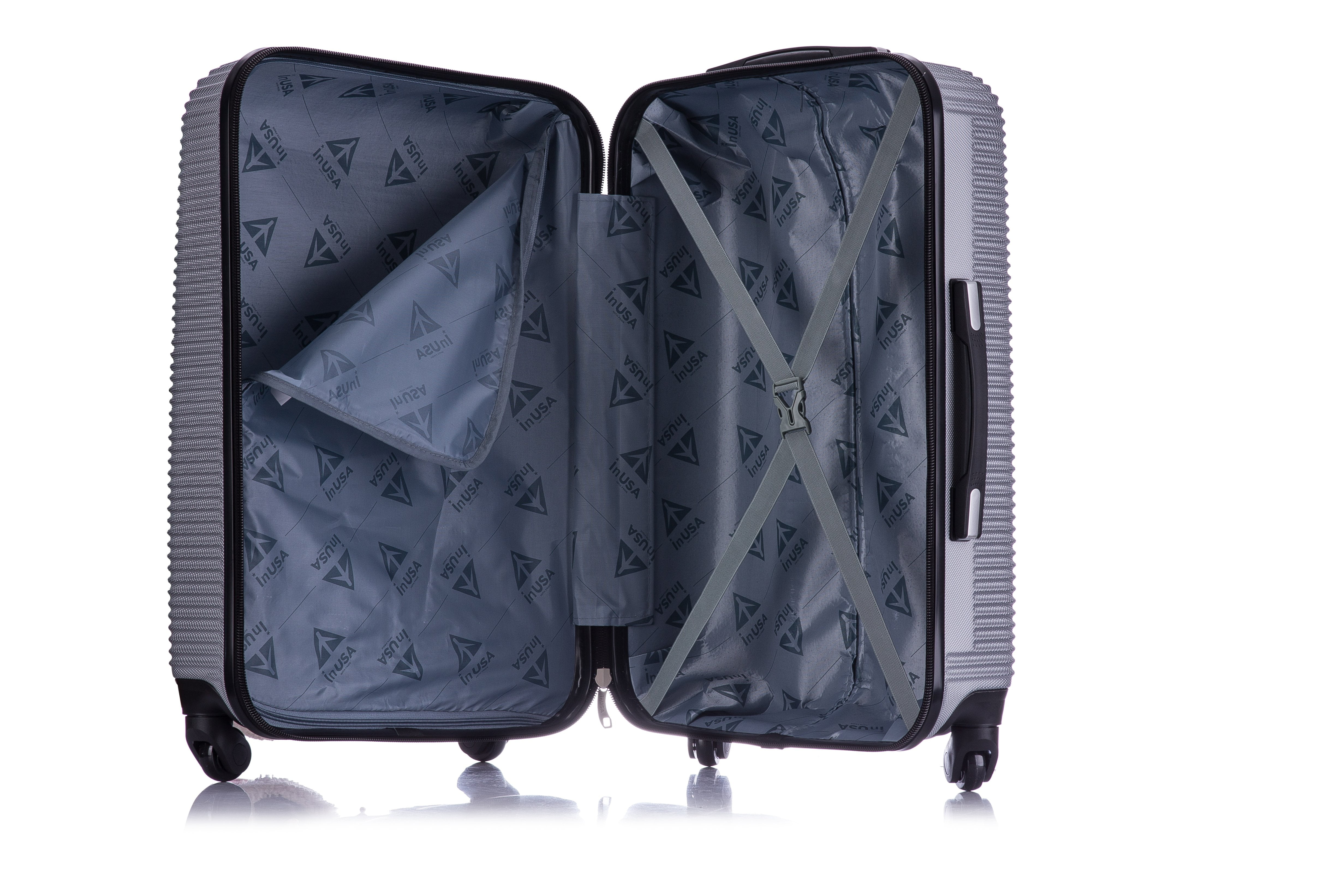 InUSA Royal 20" Hardside Lightweight Luggage with Spinner Wheels, Handle, and Trolley, Silver