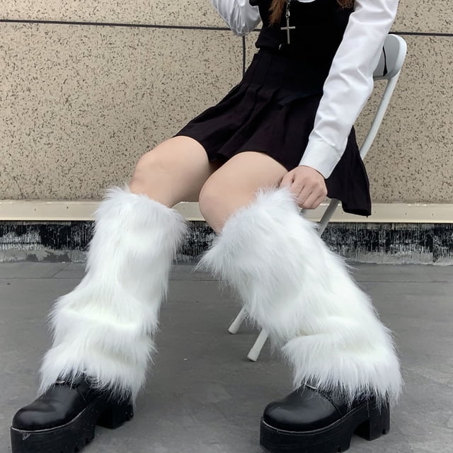 Calentadores de piernas peludos Calentadores de piernas de piel sintética Cubre botas Lady Cute Jk Hasta la rodilla Hipster Calcetín cálido Calcetines de moda LingWen 1327533366427