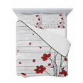thumbnail image 7 of Quilts Full Size Bedding Set, Red Poppy Flowers Lightweight Quilted Comforter, Spring Modern Abstract Floral Wood Soft Reversible Bedspread Coverlet with Pillow Covers for All Season, 78" x 90", 7 of 7