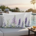 thumbnail image 4 of Lavender Leaf Outdoor Waterproof Pillow Covers, Garden Flora Illustrations Watercolor White Decorative Rectangle Throw Pillowcase Sofa Cushion Sham for Patio/Couch/Chair, 20"x12" 2 Pack, 4 of 8
