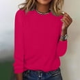 thumbnail image 2 of CEHVOM Blouse d'Été Décontractée à Manches Longues pour Femmes Col Rond Hauts Unis T-Shirt Liquidation, 2 of 4