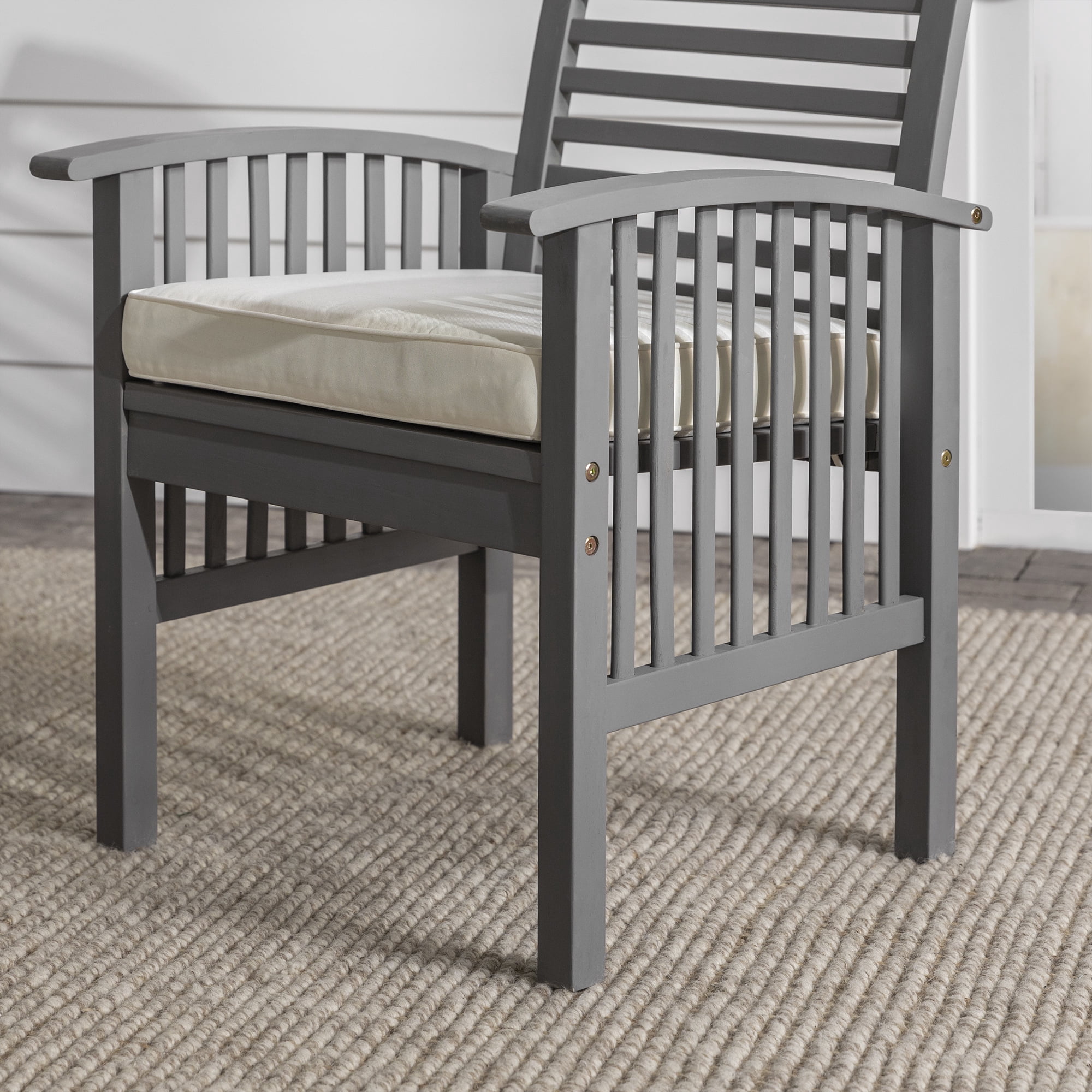 Manor Park Outdoor Dining Chair - Acacia Wood - Set of 2 - with Cushion - Grey