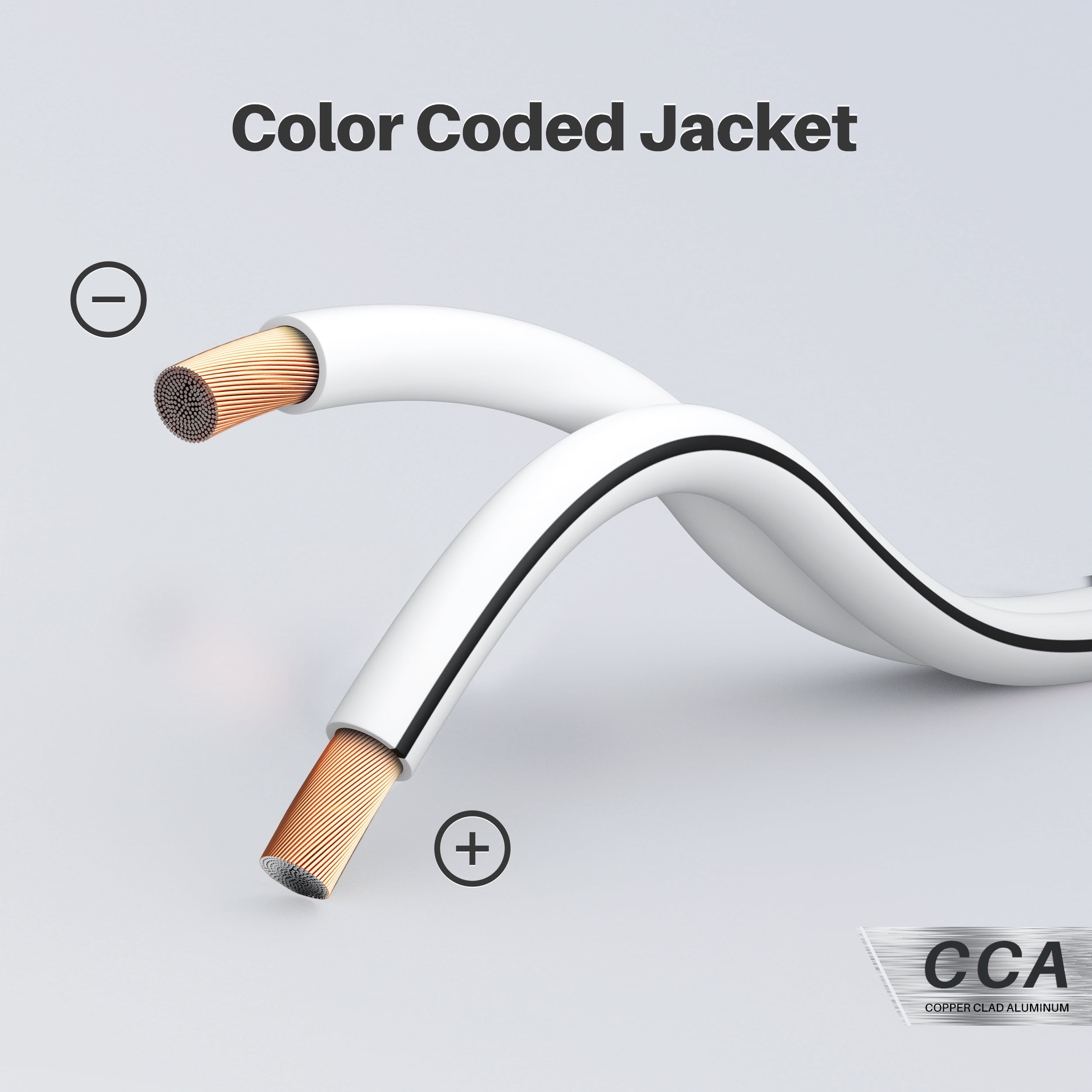 GEARit Pro Series 12 Gauge Speaker Wire Cable, Great Use for Home Theater and Car Speakers, White, 100 ft