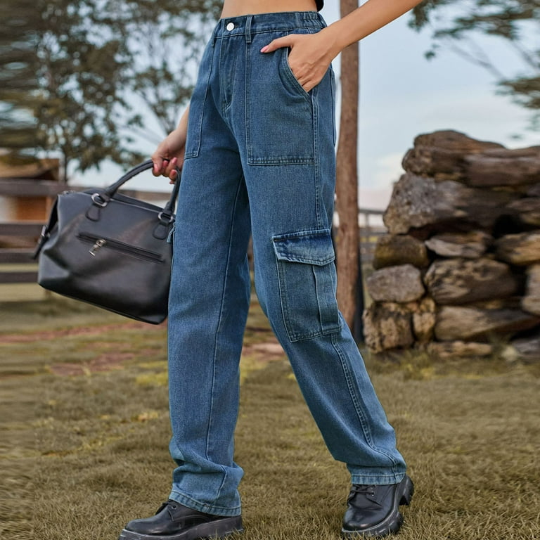 Women Cargo Pants Baggy Jeans High Waisted Stretchy Relaxed Fit Casual  Trendy Y2K Trousers with Pockets