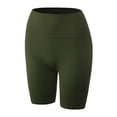 thumbnail image 2 of A2Y Women's Lightweight Mid Length High Waist Workout Seamless Ribbed Biker Shorts Deep Olive 2X3X, 2 of 3