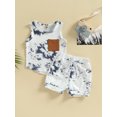 thumbnail image 2 of Wassery Infant Baby Boys Summer Clothes Outfits 6M 12M 18M 24M 3T Toddle Boys Tie-Dye Print Crew Neck Sleeveless Pocket Tank Tops and Shorts 2Pcs Set, 2 of 8