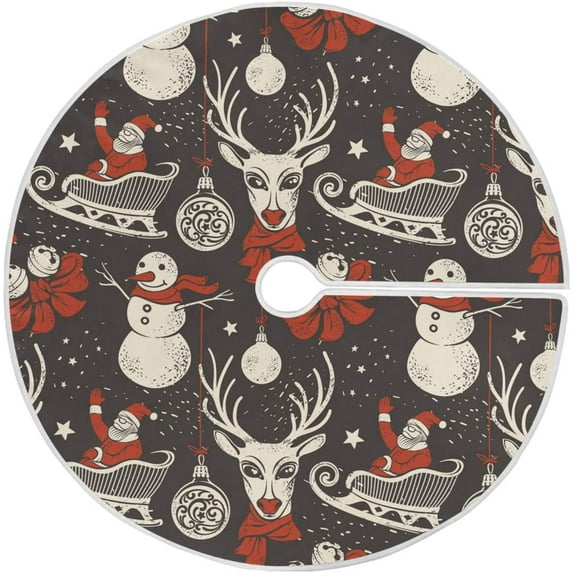 FMSHPON Christmas Vintage Xmas Christmas Tree Skirt Stand Mat for Holiday Party Decoration Indoor Outdoor 36 inches