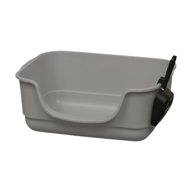 koolsoo Bac à Litière pour Chat Anti-Éclaboussures Portable en Forme de U pour Chats d'Intérieur Gris