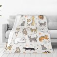 thumbnail image 2 of Doodle Cat Blanket Gifts for Kids Adults Soft Warm Lightweight Cozy Animal Cartoon Cat Throw Blankets for Couch Bedroom Sofa Living Room Decor 50x60in, 2 of 6
