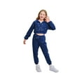 thumbnail image 3 of LOLANTA 2Pcs Girls Dance Outfits Cropped Sequin Jacket Pants Set Kids Hip Hop Dance Clothing for 90s Theme Party 4-12 Years, 3 of 6