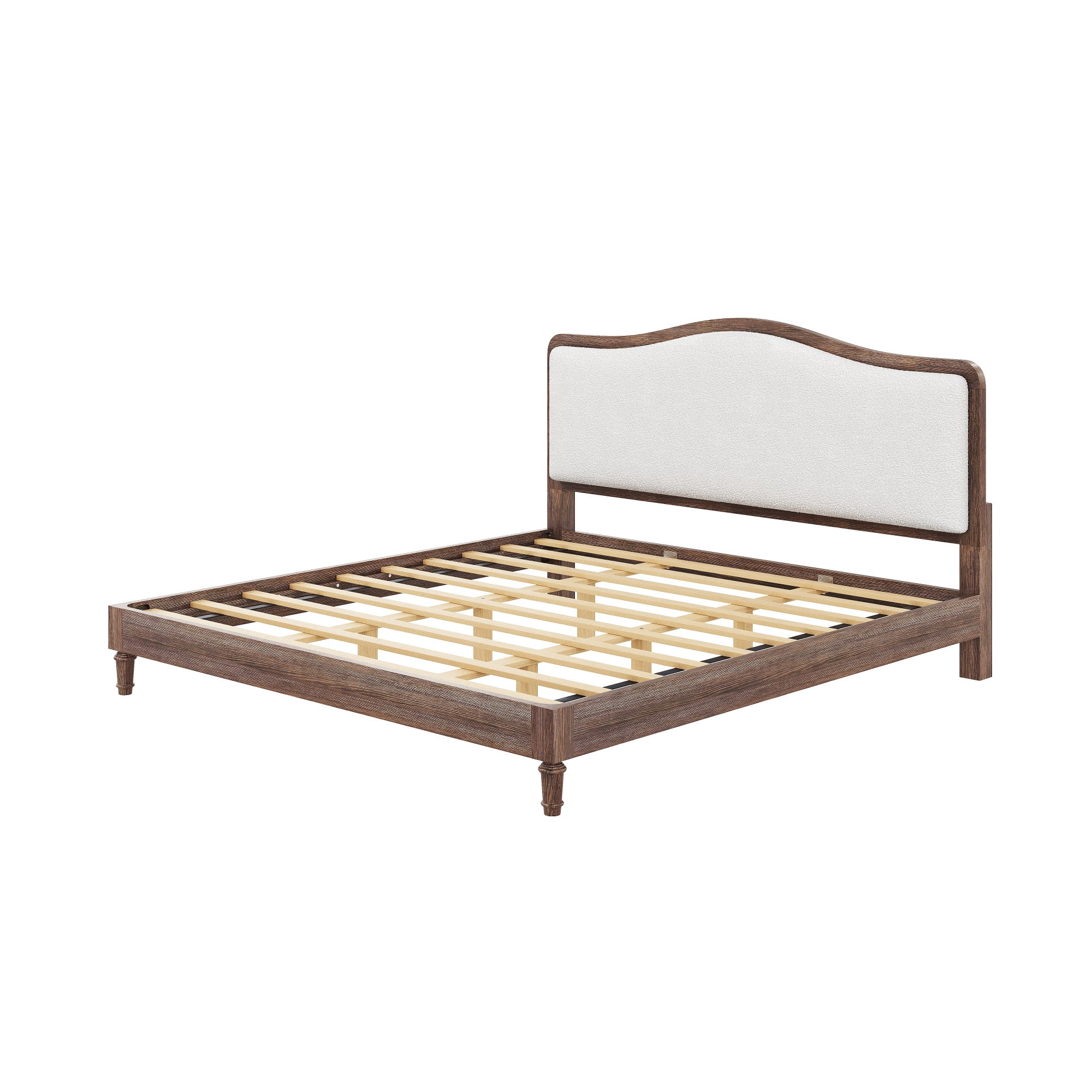 MODERNLUXE King Size Platform Bed with Upholstery Headboard, Grey