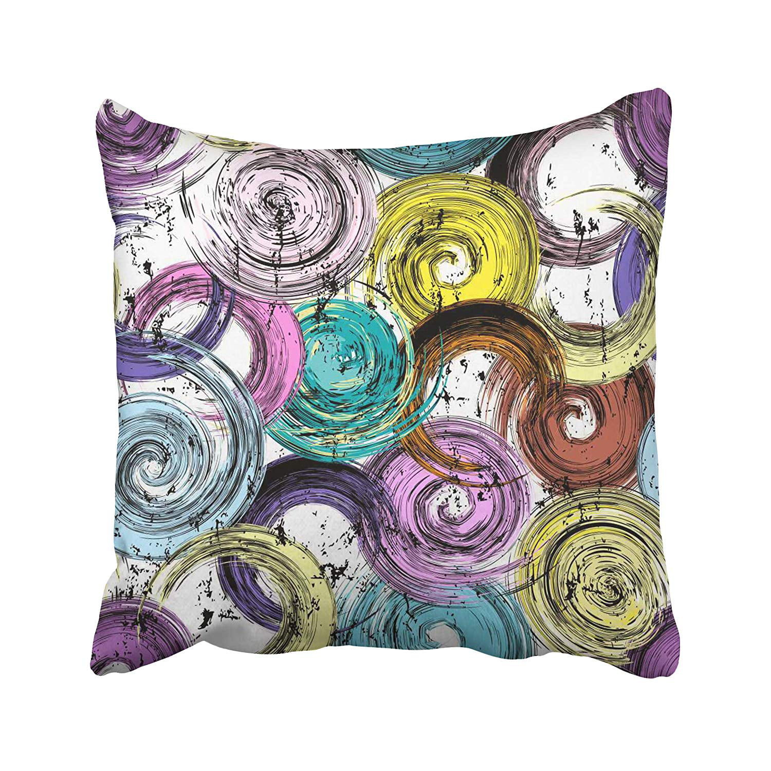 16x16 Multicolor Checkered Pink and Orange Cool Designs Pink and Orange Checkered Swirl Pattern Throw Pillow 