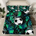 thumbnail image 2 of Castle Fairy Sport Gamer Soccer Twin Sheet Sets 3pcs for Boys Girls,Graffiti Splash Twin Fitted Sheet Microfiber,Abstract Geometric Honeycomb Breathable Flat Sheet,Microfiber Bedroom Decor, 2 of 7