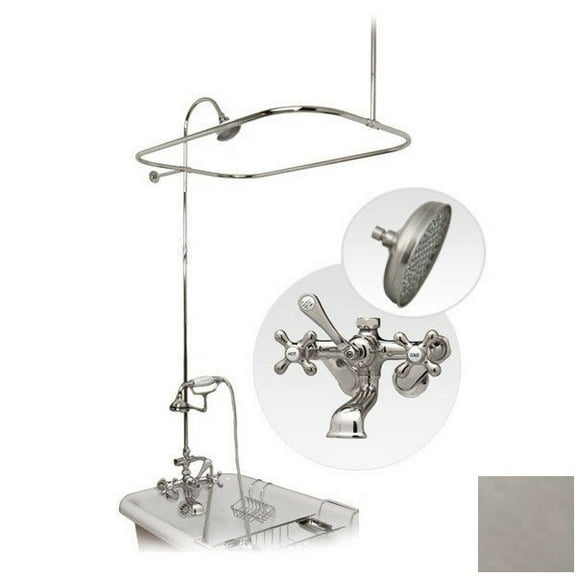 54 Inch Clawfoot Tub Wall Mount Shower Enclosure with Faucet and Rain Shower Head