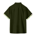 thumbnail image 4 of Huresd Mens Short Sleeve Guayabera Shirts Button Down Solid Color Mexican Embroidered Cuban Wedding Shirt Summer Top Army Green 3XL, 4 of 5