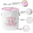 thumbnail image 3 of Laundry Baskets Pink Laundry Basket Elephant Basket for Children, Baby Laundry Basket, Large Foldable Laundry Basket with Handles, 3 of 4