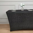 thumbnail image 2 of Efavormart 6ft Metallic Black Glitter Rectangular Spandex Fitted Table Cover, Stretch Fit Tablecloth, 2 of 9