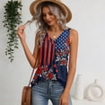 thumbnail image 5 of Iaqnaocc 250 Anniversary Usa Shirt Tank Tops for Women Sleeveless Summer Loose Fit V Neck Pleated Tees Independence Day American Flag Floral Print Retro Tee Tops Navy L, 5 of 6