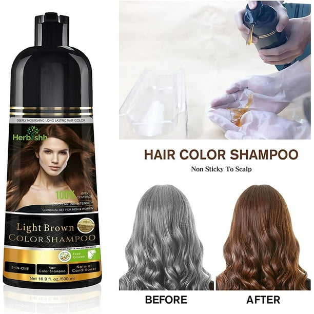 Hair Color Shampoo for Gray Hairnatural Hair Dye Shampoocolors Hair in  Minuteslong Lasting500 Ml3-in-1 Hair Color CHESTNUT BROWN 