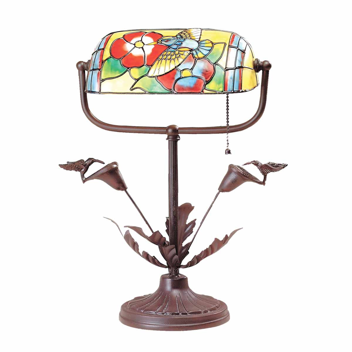 Table Lamps Antique Brass Style Stained Glass 9.75"H Renovator's