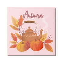 Stupell Industries Warm Autumn Teapot Seasonal Pumpkin Botanicals Graphic Art Gallery Wrapped Canvas Print Wall Art, Design by Dominika Godette