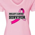 thumbnail image 4 of Inktastic Breast Cancer Survivor with Pink Ribbon Women's V-Neck T-Shirt, 4 of 5