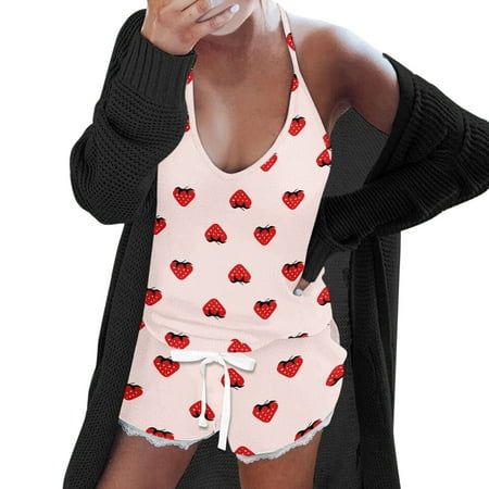 

NECHOLOGY Maternity Shorts Suit Women Love Printing Tops Short Set Pajamas Sleeveless Cami Shorts Cover Ups plus Swimwear Shorts Pink XX-Large