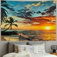 thumbnail image 2 of PRATYUS GHMO Ocean Tapestry Wall Hanging Art tapestry Exotic Nature Beach Palm Tree Sunrise Sunset Sky Landscape Aesthetic Tapestry Wide Wall Hanging for Bedroom Living Room Dorm Painting, 2 of 6