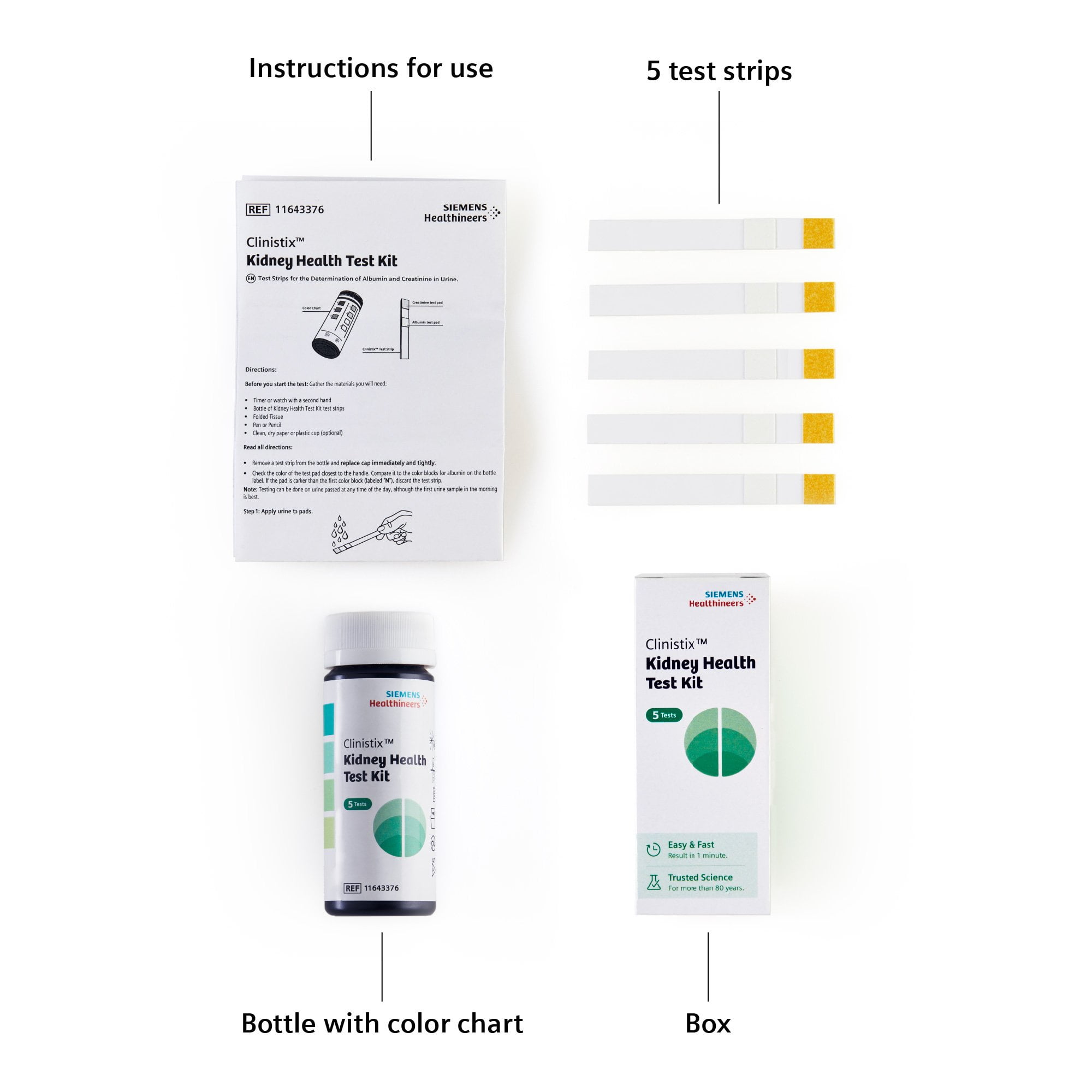 Clinistix Kidney Health Test Kit - Albumin, Creatinine Urine Test, 5 Tests, 1 Ct