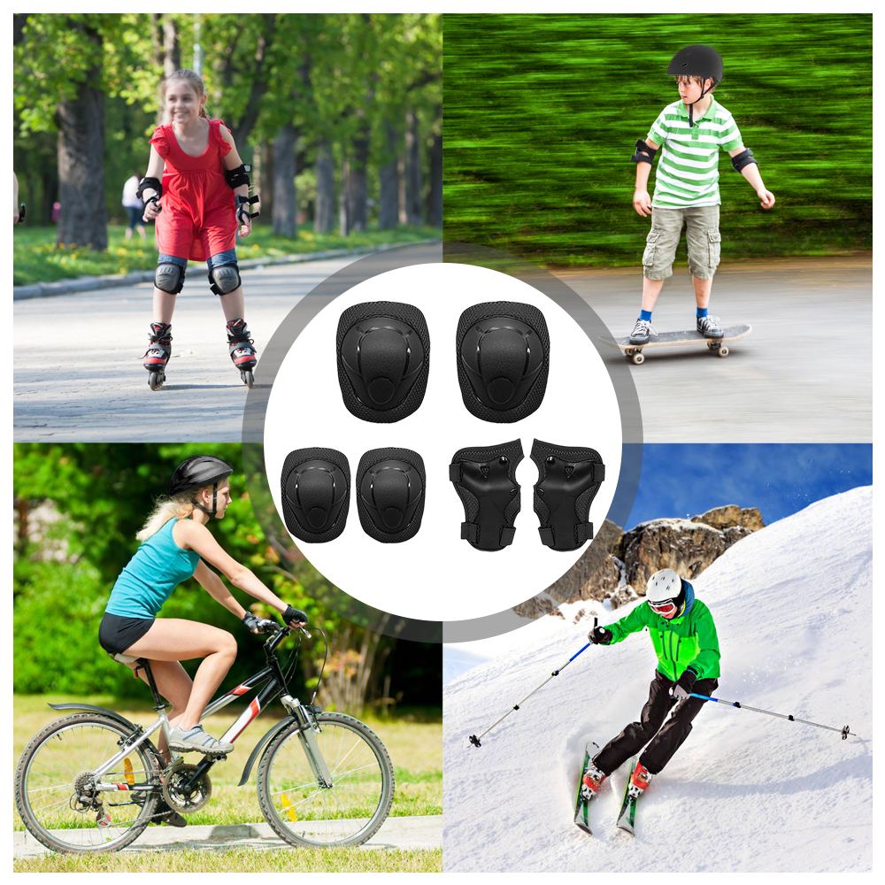 6-in-1 Knee Suitable ForIce Skating Skateboarding Outdoor Sports Wrist and Elbow Pads Cycling Kids Protective Gear Set Inline Skating