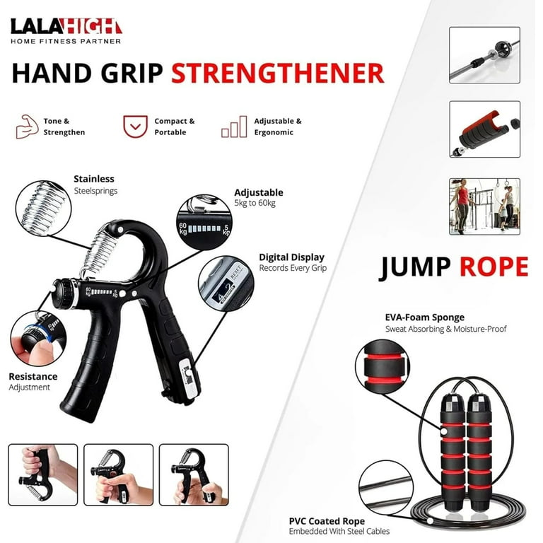 LALAHIGH Portable Home Gym System: Large Compact Push up Board, Pilates Bar  20 Fitness Accessories with Resistance Bands Ab Roller Wheel - Full Body  Workout for Men and Women 